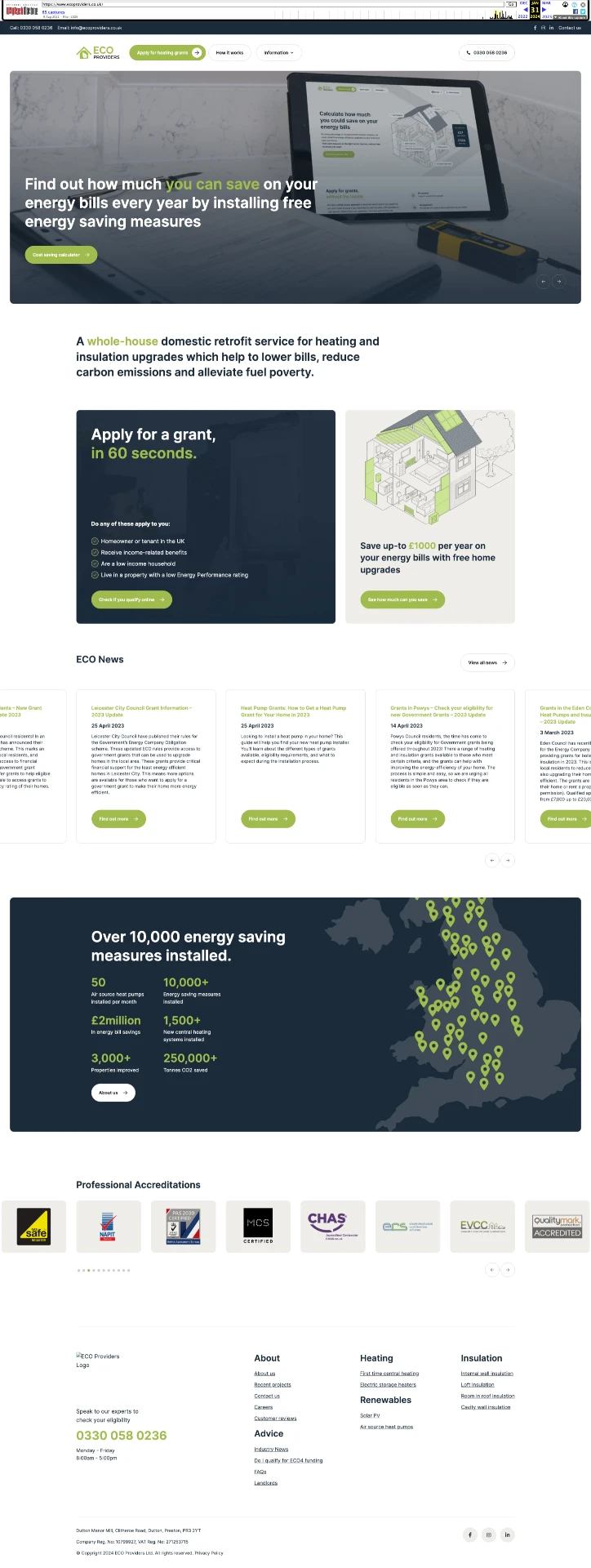 Home page — before